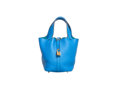 HERMÈS PICOTIN 18 BLEU HYDRA-CLÉMENCE GOLD HDWR