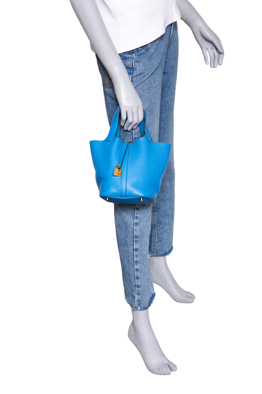 HERMÈS PICOTIN 18 BLEU HYDRA-CLÉMENCE GOLD HDWR