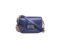 GUCCI MINI HORSEBIT 1955 AZALEA CALFSKIN NAVY WITH CHARM ON BOARD