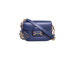 GUCCI MINI HORSEBIT 1955 AZALEA CALFSKIN NAVY WITH CHARM ON BOARD