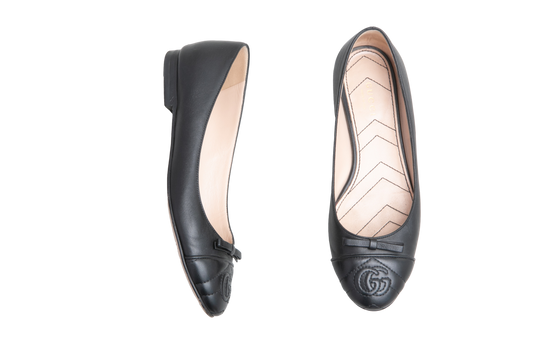 GUCCI BALLET FLATS GG MARMONT BLACK - 36 BR