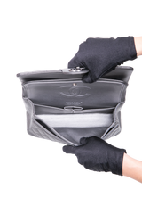 CHANEL CLASSIC DOUBLE FLAP MEDIUM LAMBSKIN METALLIC GREY SILVER HDWR