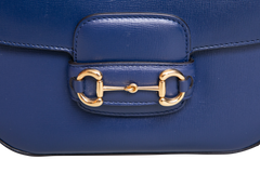GUCCI MINI HORSEBIT 1955 AZALEA CALFSKIN NAVY WITH CHARM ON BOARD