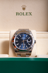 ROLEX DETEJUST 41 MM OYSTER PERPETUAL AÇO BLUE DIAL - 2022