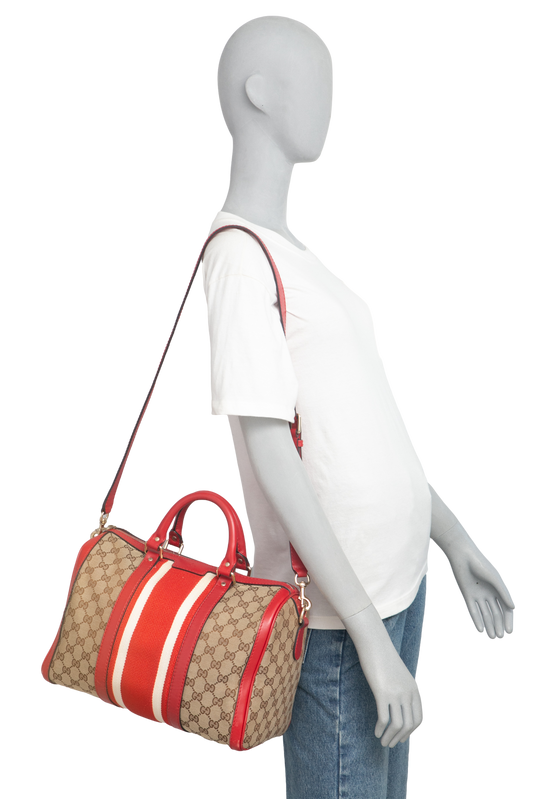 GUCCI BOSTON MEDIUM GG CANVAS & RED FIRE