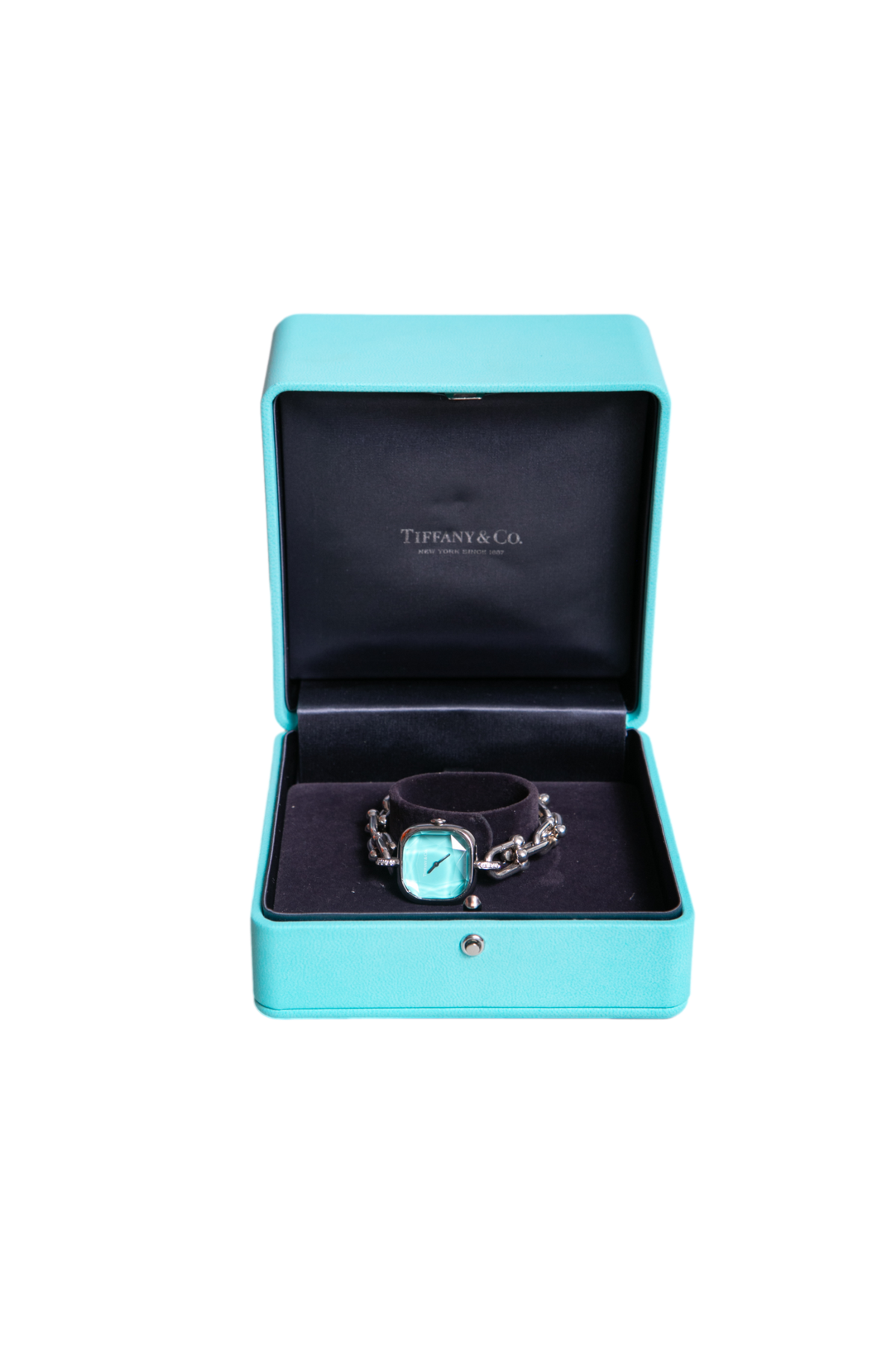 TIFFANY & CO. HARDWARE SILVER/DIAMONDS WATCH SOLEIL TIFFANY BLUE DIAL