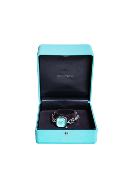 TIFFANY & CO. HARDWARE SILVER/DIAMONDS WATCH SOLEIL TIFFANY BLUE DIAL