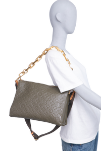 LV COUSSIN LAMBSKIN EMBOSSED MONOGRAM MM KHAKI