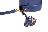 GUCCI MINI HORSEBIT 1955 AZALEA CALFSKIN NAVY WITH CHARM ON BOARD