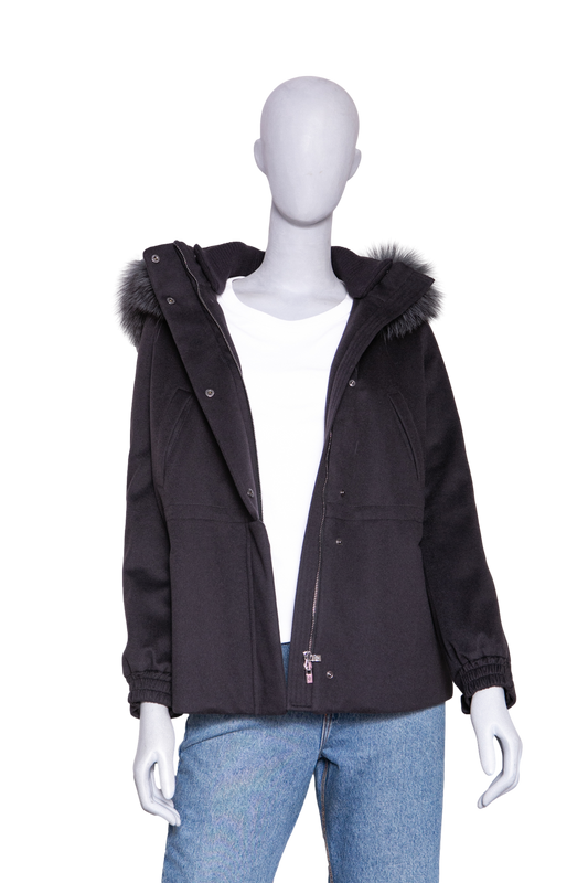 LORO PIANA ICERY CASHMERE PARK WITH FUR BLACK