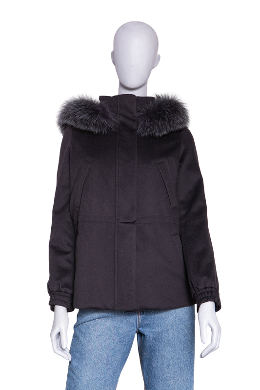 LORO PIANA ICERY CASHMERE PARK WITH FUR BLACK