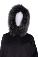 LORO PIANA ICERY CASHMERE PARK WITH FUR BLACK