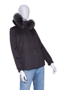 LORO PIANA ICERY CASHMERE PARK WITH FUR BLACK