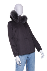 LORO PIANA ICERY CASHMERE PARK WITH FUR BLACK