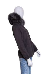 LORO PIANA ICERY CASHMERE PARK WITH FUR BLACK
