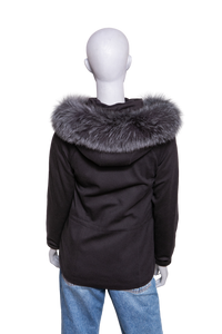 LORO PIANA ICERY CASHMERE PARK WITH FUR BLACK