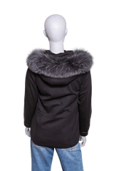 LORO PIANA ICERY CASHMERE PARK WITH FUR BLACK