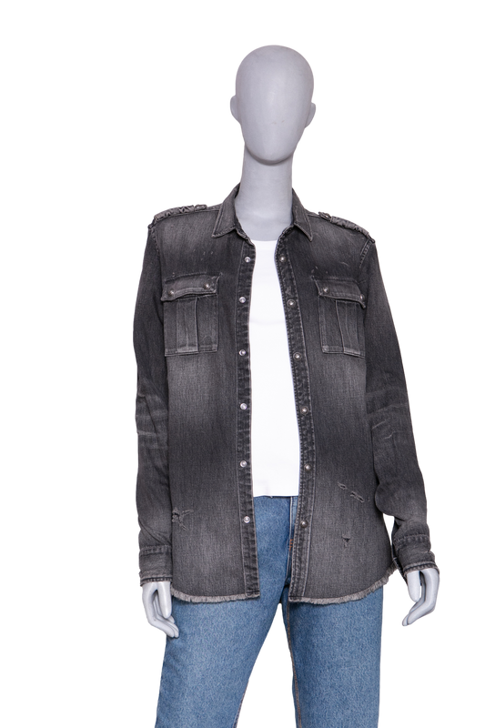 BALMAIN JACKET OVERSIZED DESTROYED BLACK