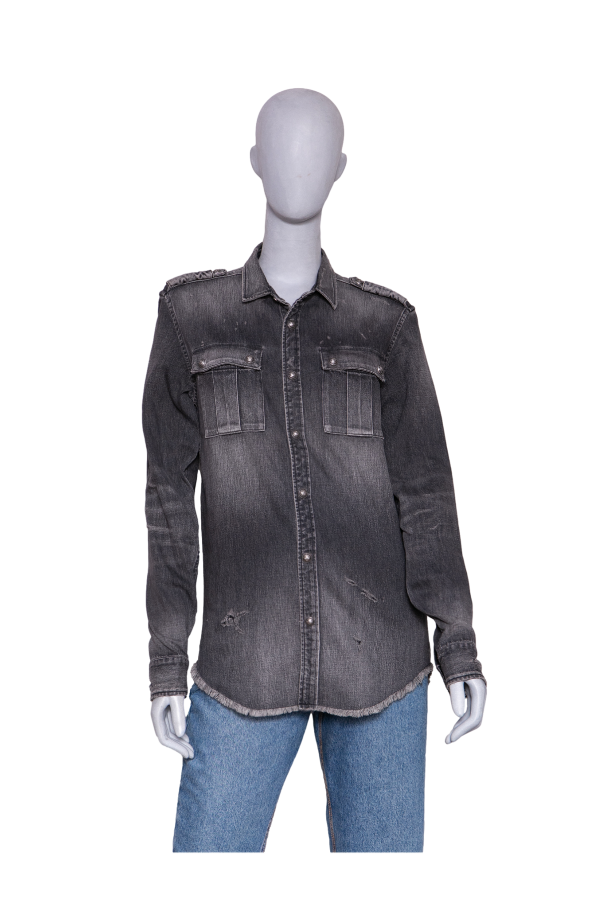 BALMAIN JACKET OVERSIZED DESTROYED BLACK