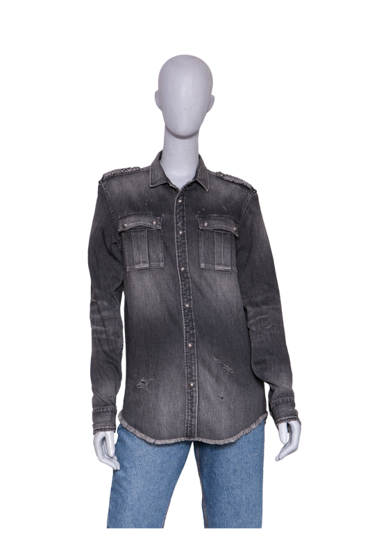 BALMAIN JACKET OVERSIZED DESTROYED BLACK