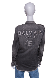 BALMAIN JACKET OVERSIZED DESTROYED BLACK