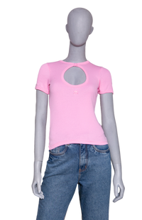 COURRÈGES PINK CIRCLE CONTRAST TSHIRT
