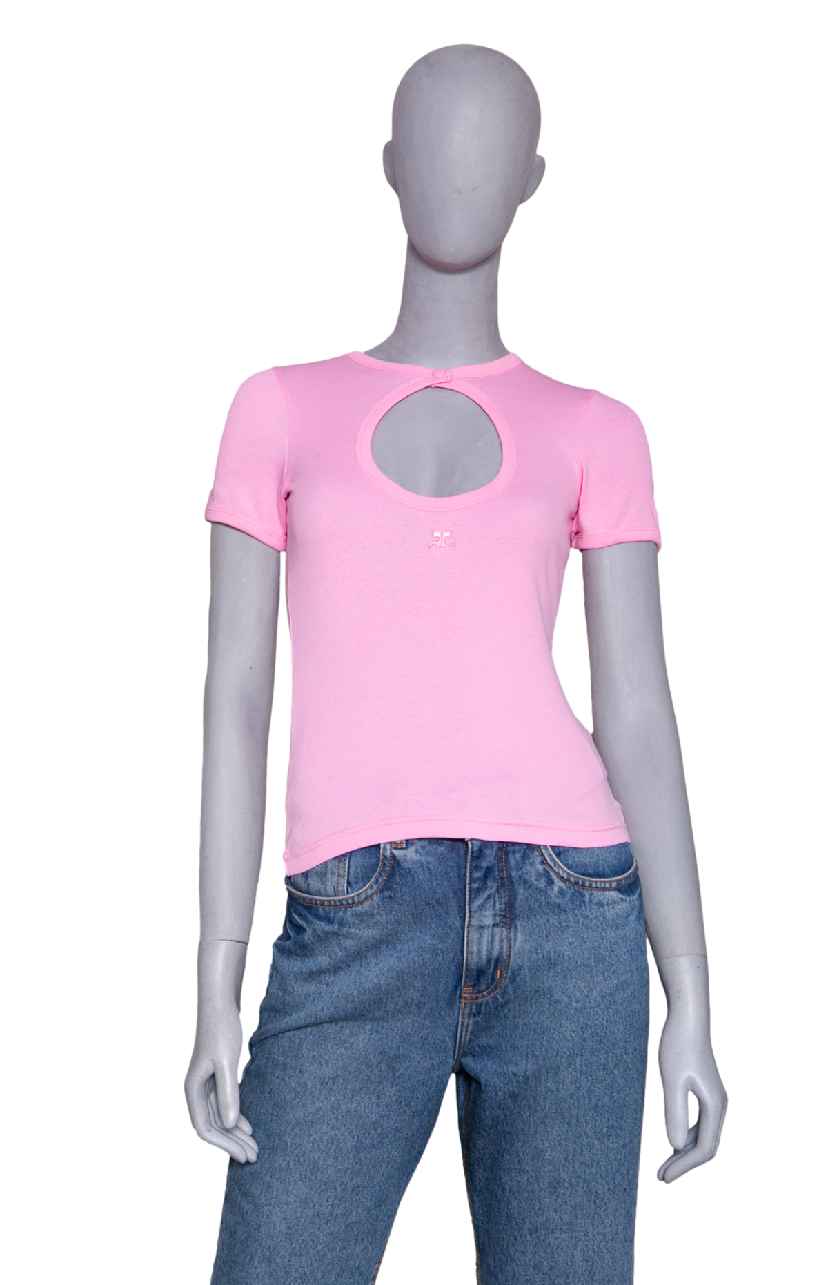 COURRÈGES PINK CIRCLE CONTRAST TSHIRT