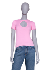 COURRÈGES PINK CIRCLE CONTRAST TSHIRT