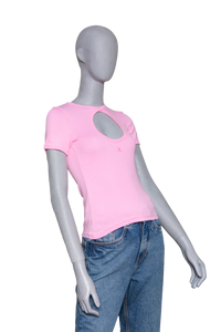 COURRÈGES PINK CIRCLE CONTRAST TSHIRT