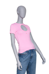 COURRÈGES PINK CIRCLE CONTRAST TSHIRT