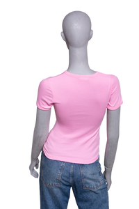 COURRÈGES PINK CIRCLE CONTRAST TSHIRT