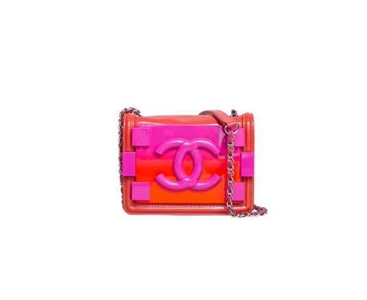 CHANEL BOY BRICK FLAP PATENT/PLEXIGLASS