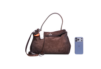 BALENCIAGA RODEO MEDIUM SUEDE LIGHT EXPRESSO-CHARM COFFEE CUP/CROISSANT
