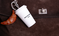 BALENCIAGA RODEO MEDIUM SUEDE LIGHT EXPRESSO-CHARM COFFEE CUP/CROISSANT