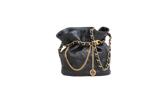 CHANEL DRAWSTRING LAMBSKIN QUILTED JEWEL