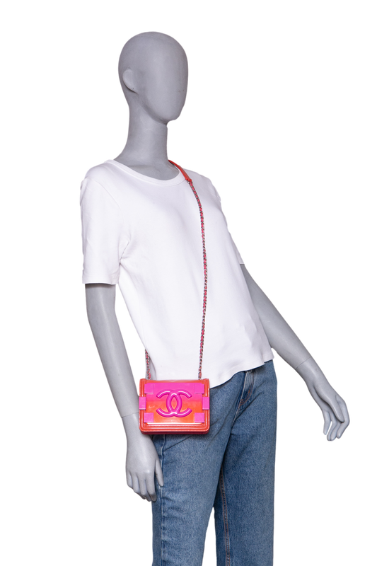 CHANEL BOY BRICK FLAP PATENT/PLEXIGLASS