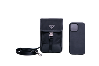 PRADA PHONE CASE BLACK NYLON & SAFFIANO