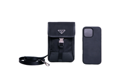 PRADA PHONE CASE BLACK NYLON & SAFFIANO