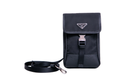 PRADA PHONE CASE BLACK NYLON & SAFFIANO