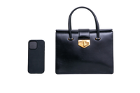 PRADA TURNLOCK FLAP HANDBAG BLACK/YELLOW