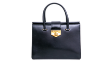 PRADA TURNLOCK FLAP HANDBAG BLACK/YELLOW