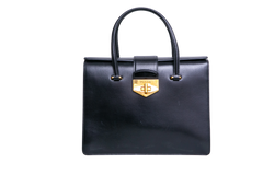PRADA TURNLOCK FLAP HANDBAG BLACK/YELLOW