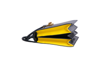 PRADA TURNLOCK FLAP HANDBAG BLACK/YELLOW