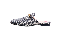 GUCCI MULE FLAT PRINCETOWN GG CANVAS B&W - 36 1/2 BR