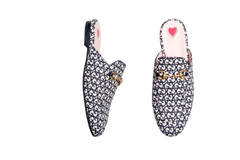 GUCCI MULE FLAT PRINCETOWN GG CANVAS B&W - 36 1/2 BR