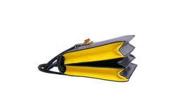 PRADA TURNLOCK FLAP HANDBAG BLACK/YELLOW