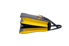 PRADA TURNLOCK FLAP HANDBAG BLACK/YELLOW