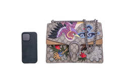 GUCCI DIONYSUS MEDIUM GG SUPREME BIRD EMBROIDERED