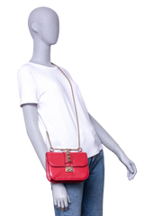 VALENTINO GLAM LOCK SMALL RED SHOULDER