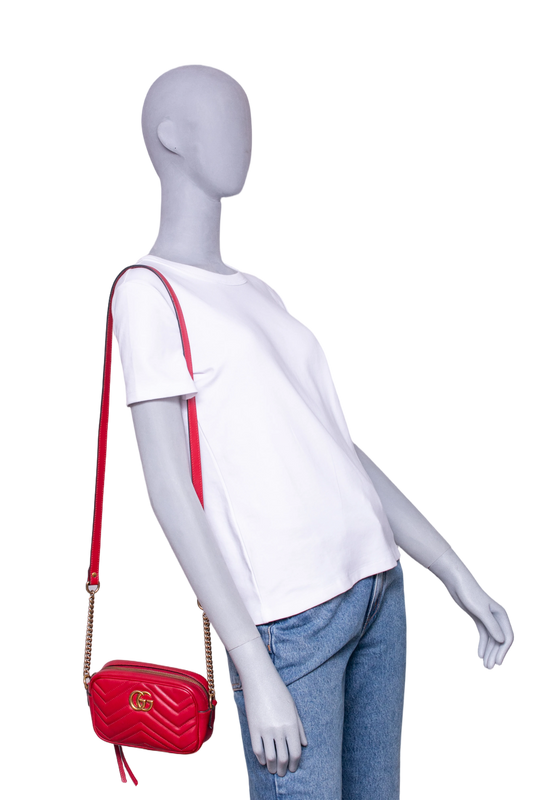 GUCCI MINI CAMERA BAG GG MARMONT RED